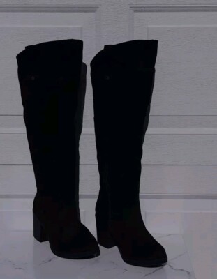 Kohl's Zandrablack  Womens Long Black Suede Boots  block Heel  Sz 10 Medium