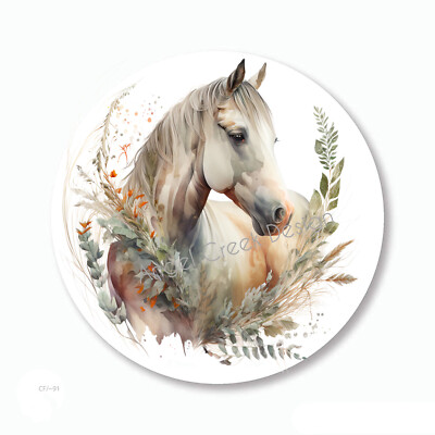Stunning White Horse in Greenery Stickers Party Favors Envelope Seals Labels