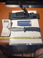 SOG Seal Pup Black Tactical Survival Knife + MOLLE Compatible Nylon Sheath / STO