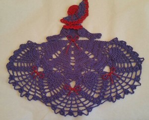 Crochet Crinoline Lady Doily - Purple and Red