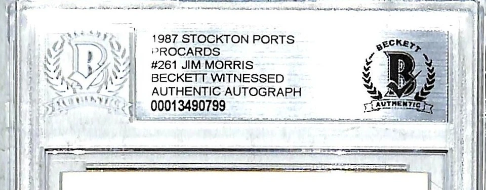 1987 Stockton Ports JIM MORRIS "The Rookie" Signed Card #261 SLABBED BAS Witness - Image 2 of 3