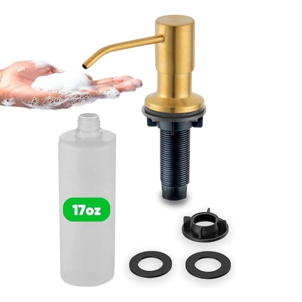 Soap Dispenser Gold for Kitchen Sink Countertop Pump with 17OZ Bottle