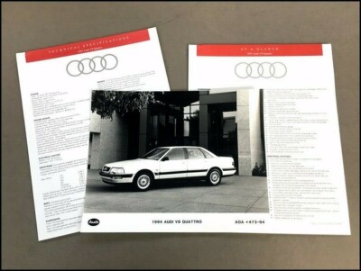 1994 Audi V8 Quattro Factory Original Photo and Press Release Brochure Specs