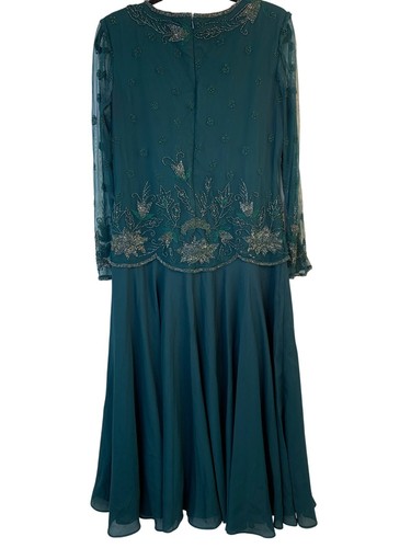 VTG Scala Bead Evening Gown Size 12 Green Mother Bride Formal Dress 9048 - Picture 8 of 13