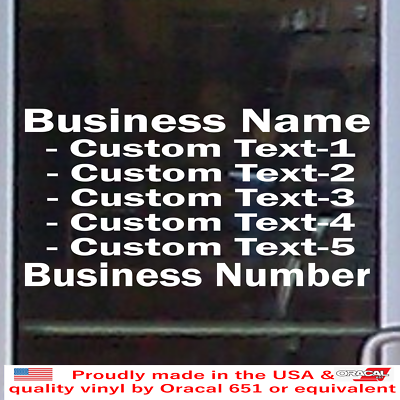 Custom Store Shop Name Phone Number Services Free Text Sign Vinyl