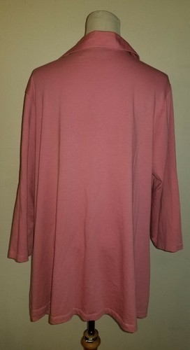 Logo by Lori Goldstein sz 1X Instant Chic Tunic Blouse pink part knit top 2479 - Picture 3 of 4