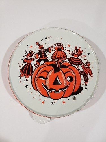 Vintage Halloween Tambourine 1950'S Jack-O-Lantern Tin Litho US Metal Toy Mfg