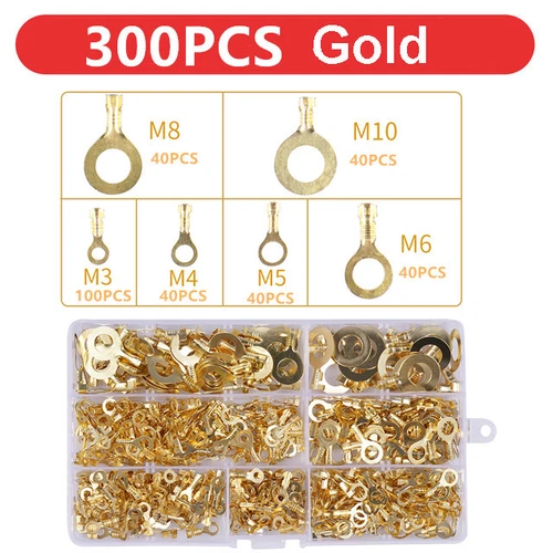 300-tlg Set Ringkabelschuhe Messing Crimp Ringösen Ringzungen Satz M3-M10 - Bild 2 von 15