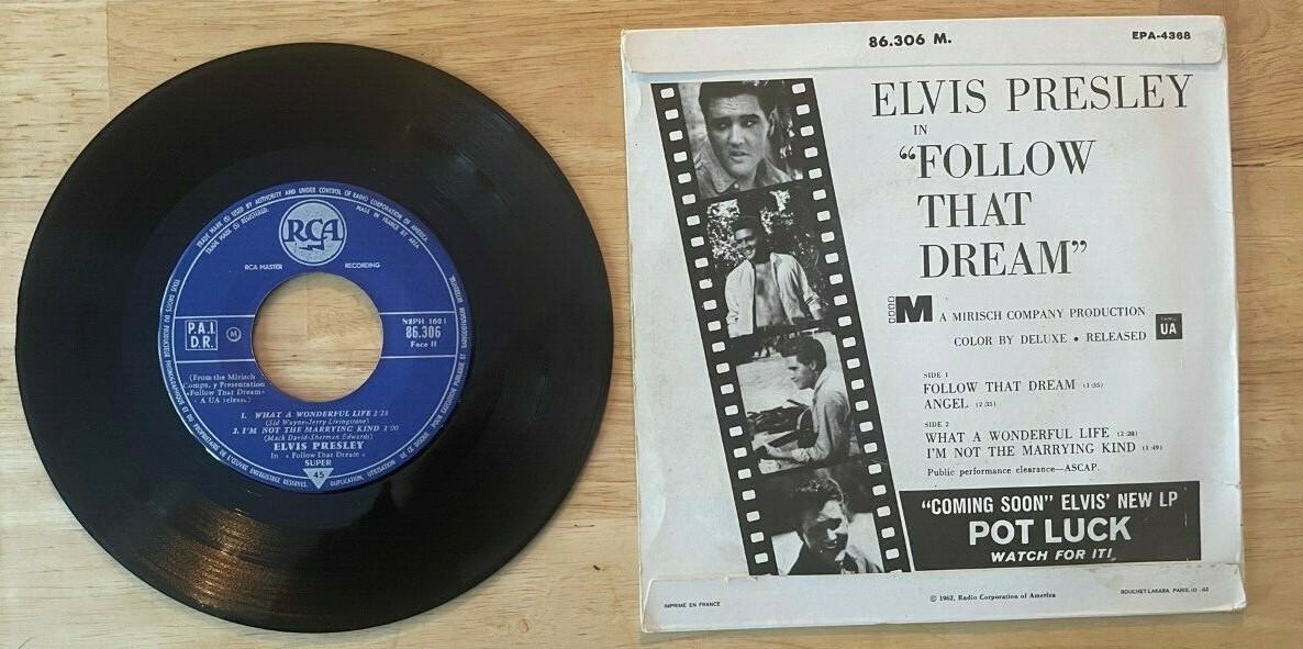 45 7" FRENCH EP ELVIS PRESLEY FOLLOW THAT DREAM