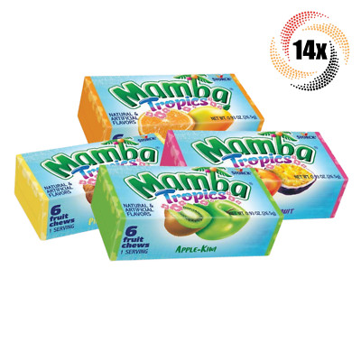 14 Packs | Storck Mamba Tropics Assorted Fruit Chews | .93oz | 6 Chews Each