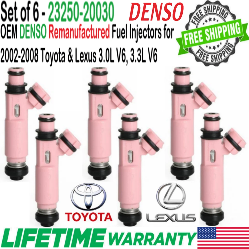 OEM Denso Best Upgrade x6 Fuel Injectors For 2004, 05, 2006 Toyota Sienna 3.3L Foto 2 de 4