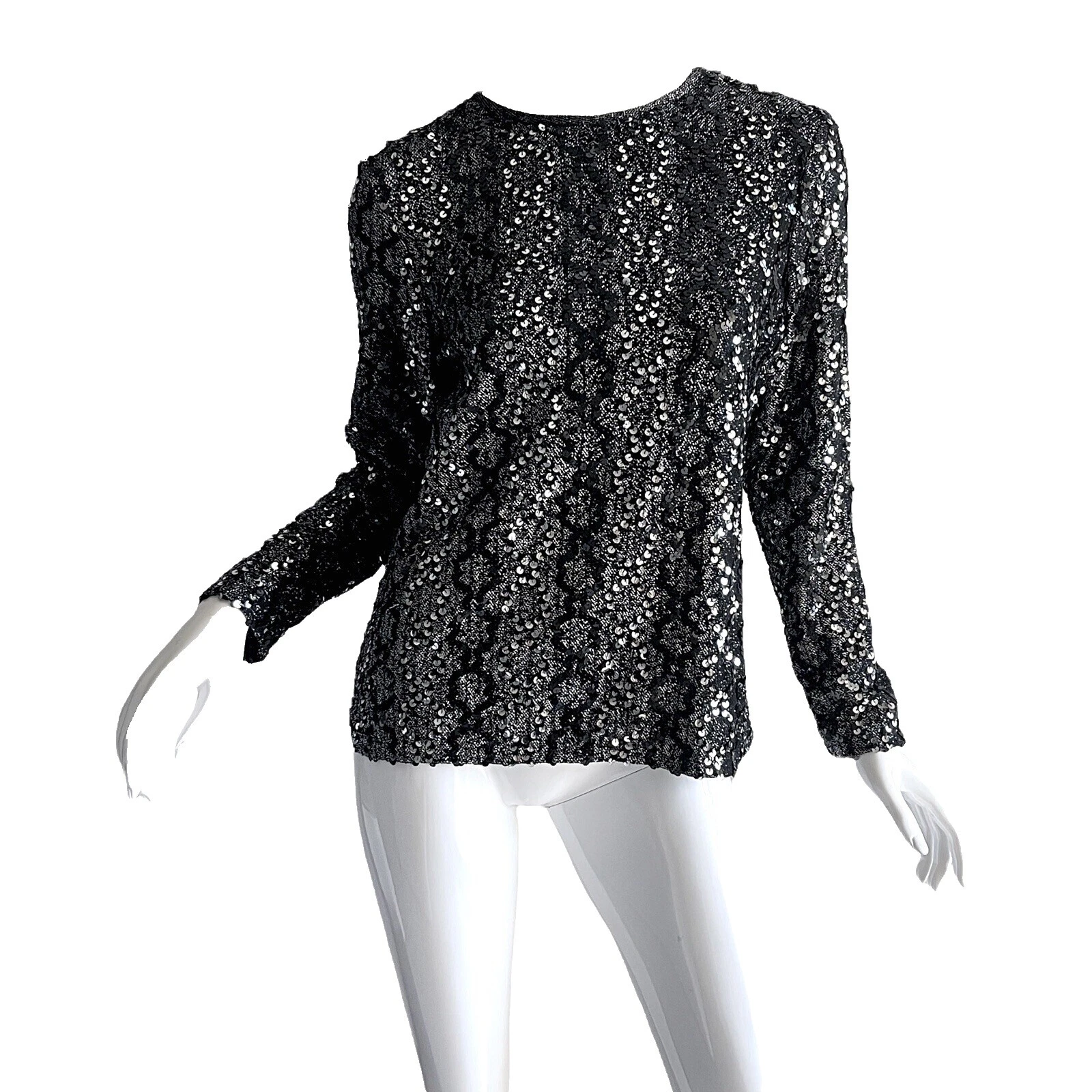 Ropa Vintage Negro con Lentejuelas para Mujer