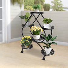6 Trays Metal Plant Stand Outdoor Indoor Flower Pot Rack Display Shelf Garden