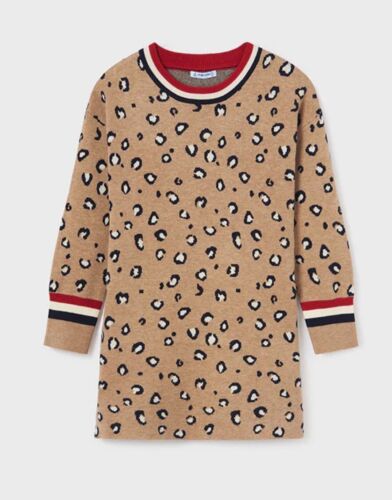 MAYORAL Leopard Sweater Knit Dress - Tan - NWOT Girls 16
