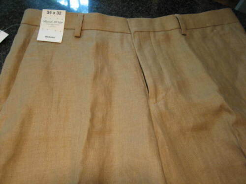 NWT - Mens MURANO Khaki Flat Front Cuffed LINEN Pants (32 x 32) - Picture 3 of 4