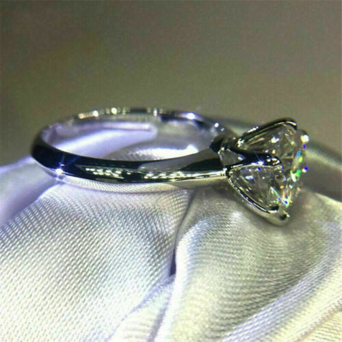 Damen 2 Karat Rund Diamant Solitär Verlobungsring Geschenk Ring Weißgold Finish - Bild 2 von 6