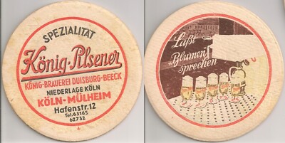 König Pilsener - historic beer mat ''defeat Cologne - let flowers speak