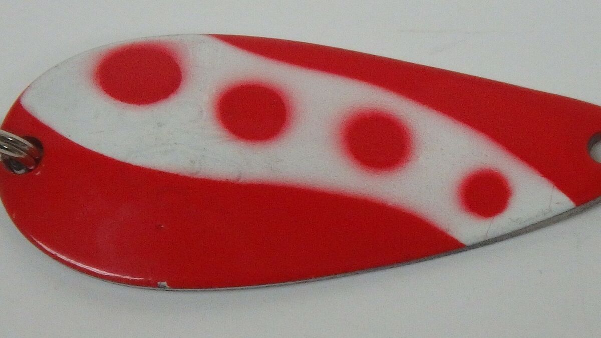 Vintage Gypsy King Nickel Red / White Fishing Spoon 1 3/4 1/4 oz
