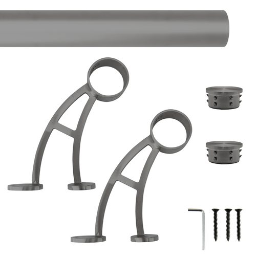 Kit de riel de pared de montaje en pared de barra de tubo de acero inoxidable gris oscuro de 2" OD - FEC - Imagen 17 de 128