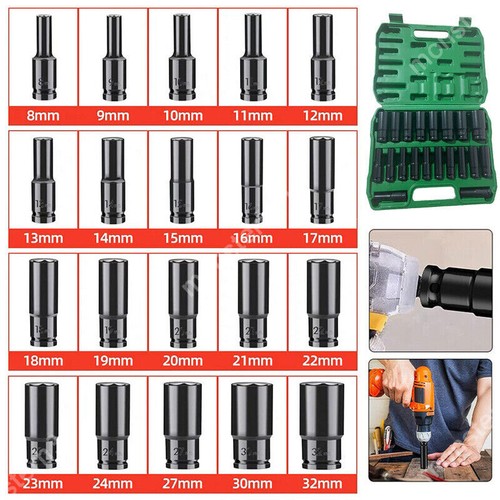 10-20Pcs 8-32mm 1/2inch Drive Deep Impact Socket Set Heavy Metric Garage Tools - Picture 3 of 15