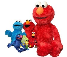 Sesame Street Elmo Cookie Monster Grover Bert Plush Figure Lot 7 Pc 21" Talking