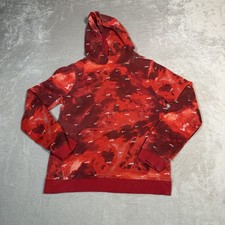 Nike Hoodie Boys Extra Large Red Black AOP Sportswear Club Fleece Sweatshirt
