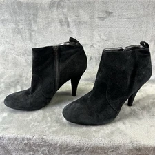 Nine West Booties Women’s 10.5 Black Suede Zip Closure Stiletto