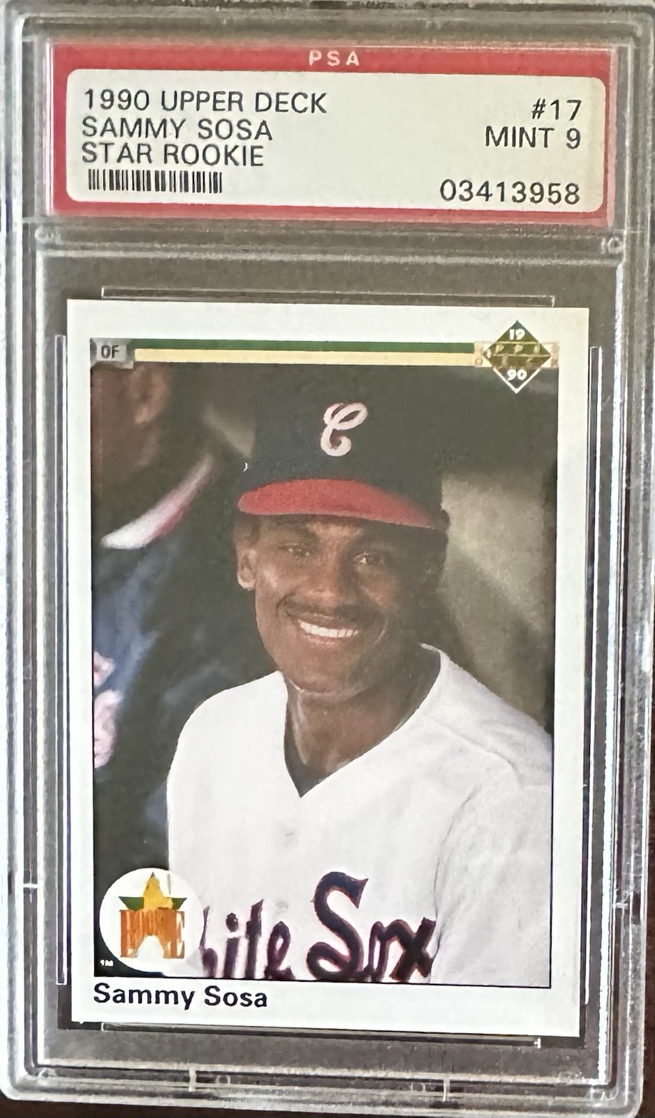 1990 Upper Deck Sammy Sosa Rookie RC #17 White Sox PSA 9