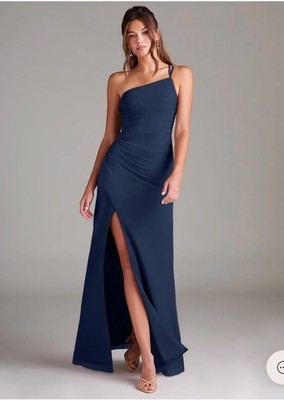 NWT Azazie Bridesmaid Dress Dark Navy Karina A-Line Pleated Chiffon Size A4 | eBay NWT Azazie Bridesmaid Dress Dark Navy Karina A-Line Pleated Chiffon Size A4 | eBay