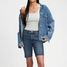 GAP 9" High Rise Denim Bermuda Shorts Size 27 Cut Off Modest