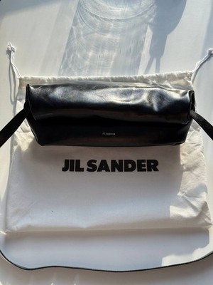 JIL SANDER Rollup Small Leather Black Shoulder Bag
