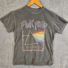 Pink Floyd World Tour 1980 Graphic T-Shirt Charcoal Grey Acid Wash Rock Tee L