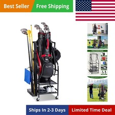 Golf Bags Storage Garage Organizer - Golf Bag Stand Fit Single Golf Bags, Gol...
