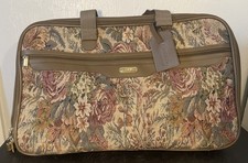 Vintage Jaguar Floral Tapestry Carryon Suitcase