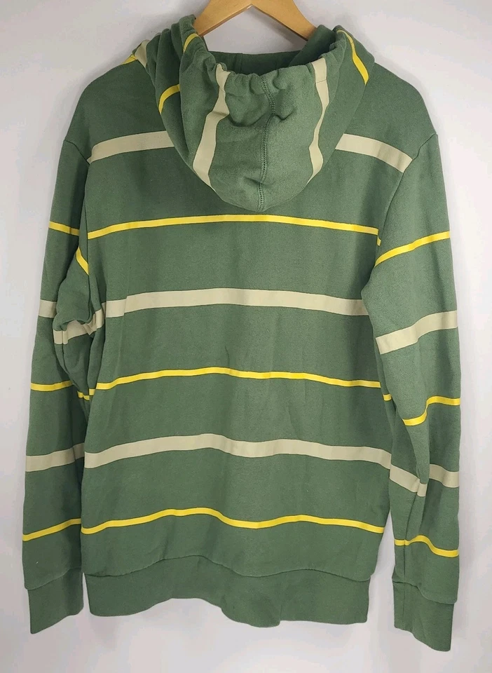 Sudadera con Capucha Foursquare Rayas Cremallera - Para Hombre Mediana - Verde Amarillo Patín... Foto 3 de 4