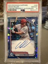 Aidan Miller 2024 Bowman Chrome Sapphire 1st Bowman Auto RC PSA 10 Phillies
