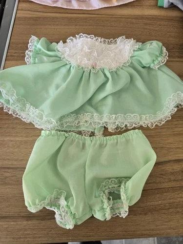 vintage Cabbage patch kid coleco mint green Ruffle Dress and bloomers outfit