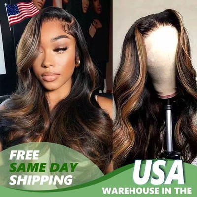 200% Density Transparent Lace Wigs Human Hair Ombre 1B/30 5x5 Boyd Wave