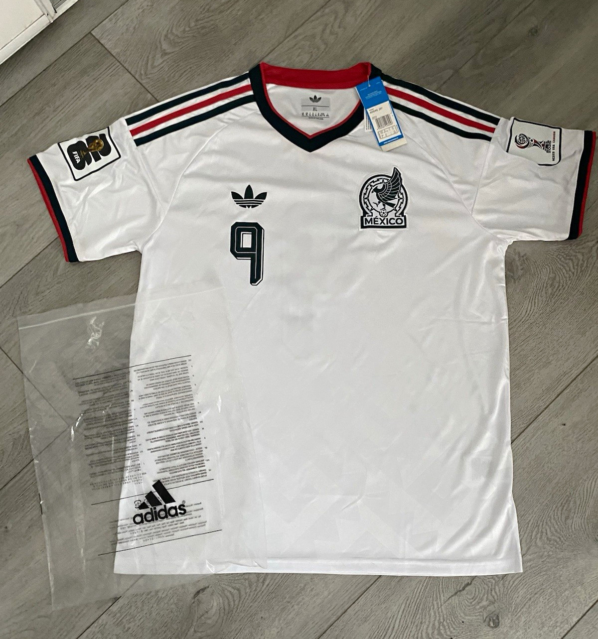 adidas Mexico Raúl #9 Soccer Jersey White XL FIFA World Cup 2010