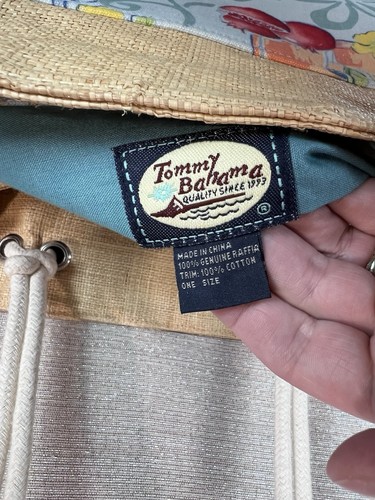 Tommy Bahama 100% Genuine Raffia Large Canvas Travel Shoulder Floral Tote Bag - Picture 10 of 15