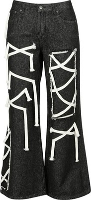 Gothicana by EMP Damen schwarze Jeans mit Schnürung über die kompletten Beine