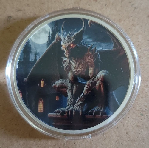 Hayleybug 1 oz In The Claws of Dusk Gargoyle Silver Art Round Mintage #11/15