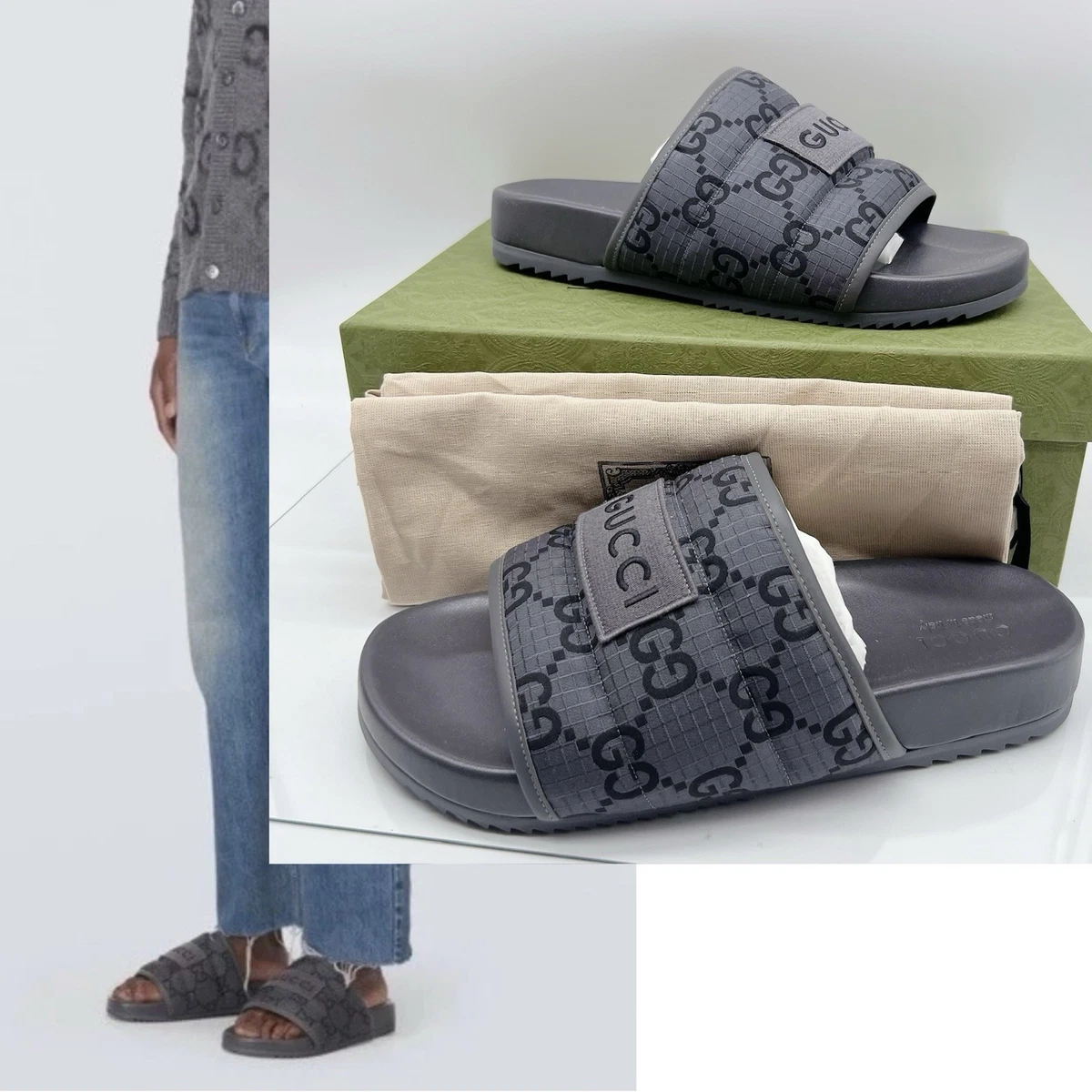 Gucci Gray Sandals for Men for sale | eBay