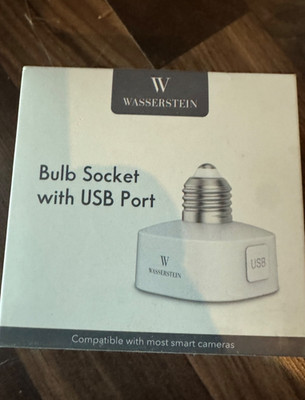 Wasserstein Bulb Socket with USB Port for Smart Cameras 30W E26 New Open Box