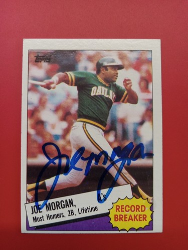 1985 Topps Joe Morgan Record Breaker #5 Autogramm signiert HOF kostenloser Versand!!