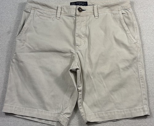 American Eagle Active Flex schmale Passform Chino Shorts Herren 34/10 hellbraun vorne flach Freizeit