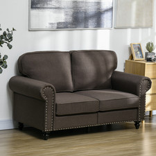 Sofa 2 Seater Living Room  Nailhead Trim Dark Brown HOMCOM