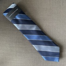 Tommy Hilfiger Men's Neck Tie Navy Blue Stripe Silk Blend NWI