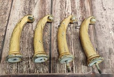 4 Yellow Vintage Antique Solid Cast Iron Hat-Coat-Robe-Hooks