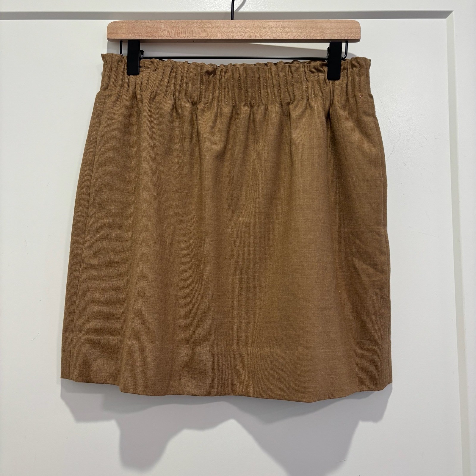 J.Crew Brown Wool Blend Elastic Waist Mini Skirt with Pockets Size 6